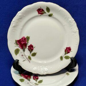 Royal Kent Red Roses Bread & Butter Plates Set of 2 Poland Wedding Pre-Owned